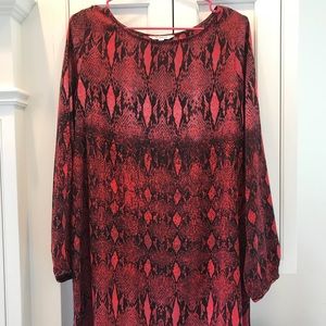 BB Dakota Long-sleeve Red/Pink Snakeskin Dress